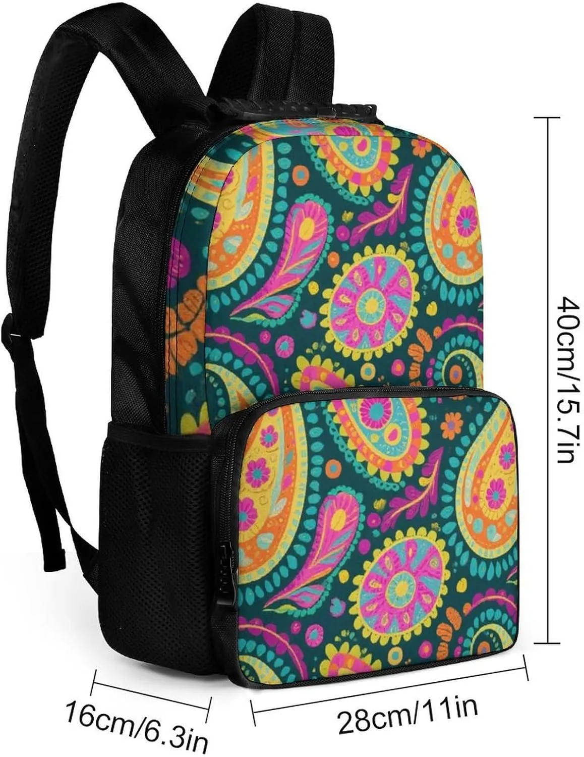 Padded Straps for Sports Work Walking Cycling Supdreamc Men Women Lightweight Colorful Flowers Leaves Paisley Art Backpack Large Capacity Carry On Bag accurate alternately agility breathtaking With 