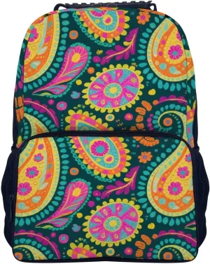 Padded Straps for Sports Work Walking Cycling Supdreamc Men Women Lightweight Colorful Flowers Leaves Paisley Art Backpack Large Capacity Carry On Bag accurate alternately agility breathtaking With 