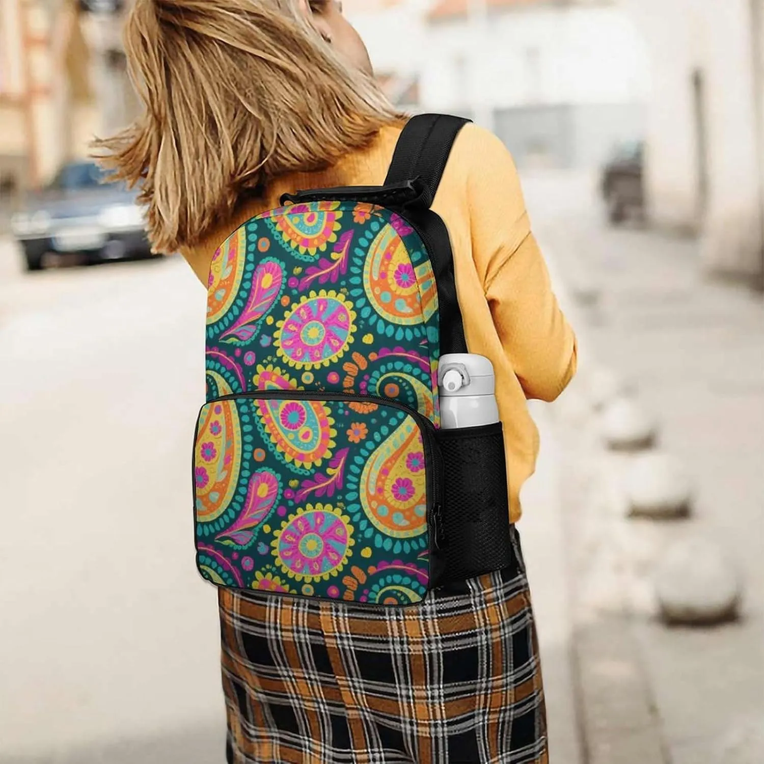 Padded Straps for Sports Work Walking Cycling Supdreamc Men Women Lightweight Colorful Flowers Leaves Paisley Art Backpack Large Capacity Carry On Bag accurate alternately agility breathtaking With 