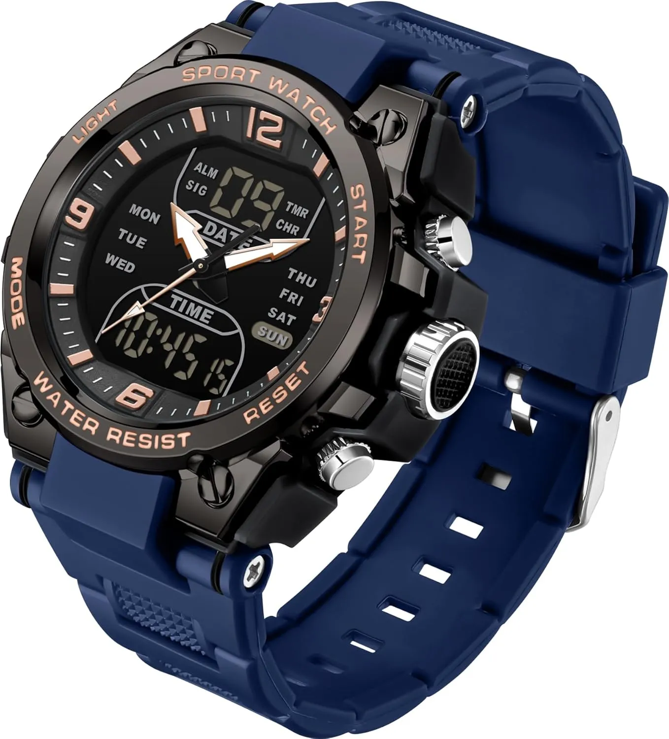 para Hombres findtime Men's Watch rival rime Sport Waterproof Military Watches Outdoor Tactical Digital Watch Analog Electronic Wrist Watch with LED Stopwatch Countdown Alarm Dual Time Big Face Relojes 