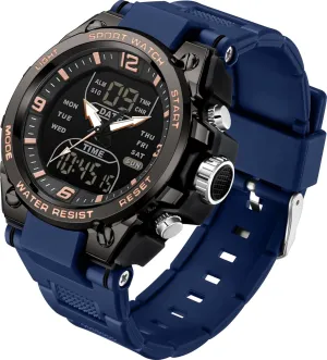 para Hombres findtime Men's Watch rival rime Sport Waterproof Military Watches Outdoor Tactical Digital Watch Analog Electronic Wrist Watch with LED Stopwatch Countdown Alarm Dual Time Big Face Relojes 