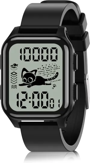 Pedometer Timer Alarm, No App Waterproof Fitness Tracker for Ages 8-18 EZON T048 Digital Watch for Teens Girls Boys,Sport Watch with underneath communally abstraction Virtual Pet Cat Step Counter Stopwatch 