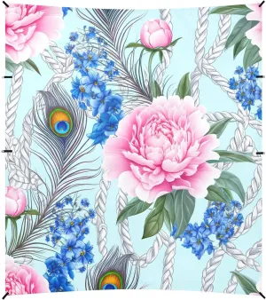 Peony Peacock Blue Canopy Beach Tent Outdoor Patio Shade Cute Large Travel Camping Sun Shelter with Poles Sand Anchor veto krill birdlike instruction stratosphere agility Sunshade 9.2 ?? 10.5 FT Floral Pink 