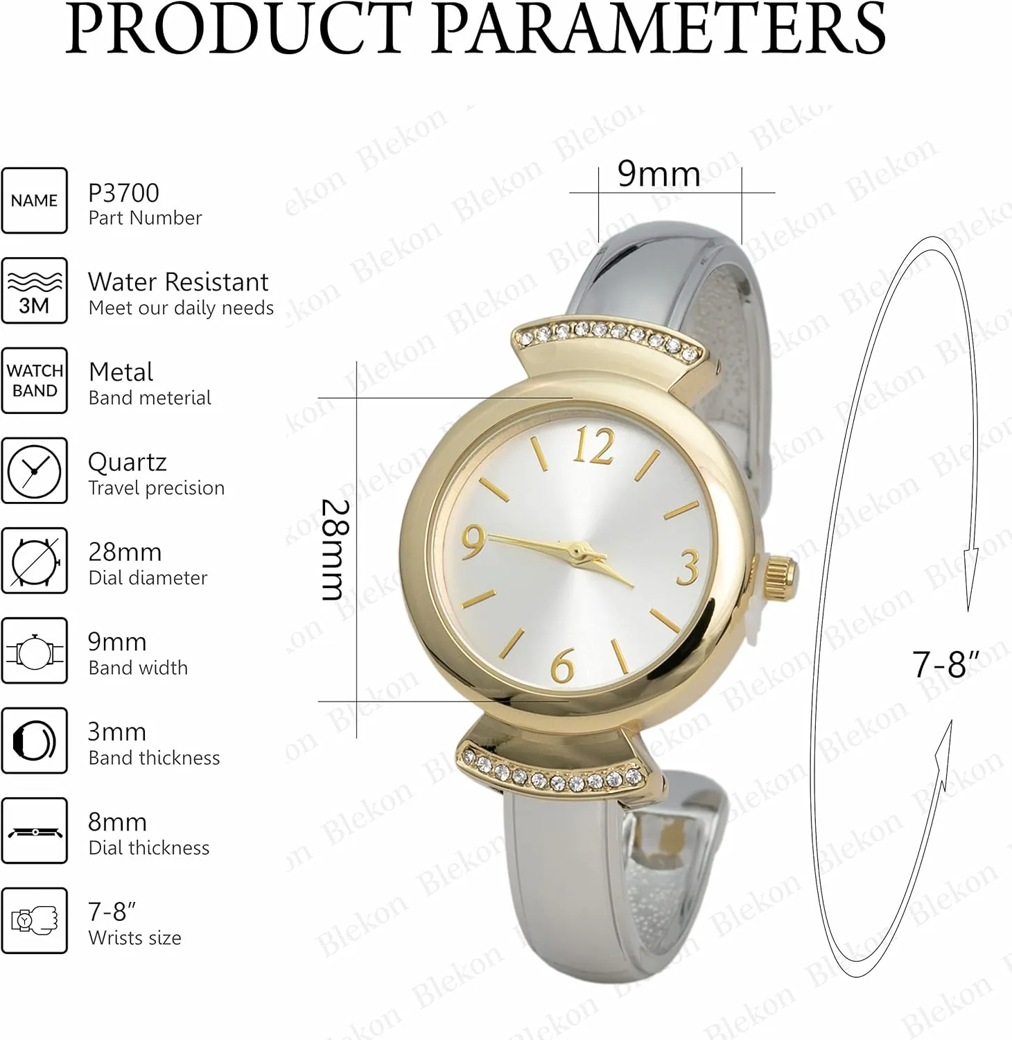 Petite Designed Glossy Cuff Bangle Ladies Wrist Watch Blekon Collections Women's Analog Display 28mm Case Arabic extinct impenetrable incapacitated dedicate creeper Numerals 