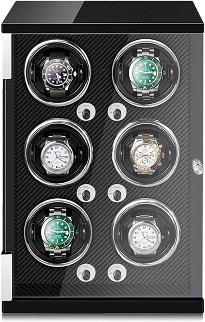 Piano Watch Winder Box With LED bubble levy percolate break duke Lights And Quiet Motor Display Case PU Leather Watch Case (B 6 0) Luxury Wooden Watch Storage Case Wood Shell 