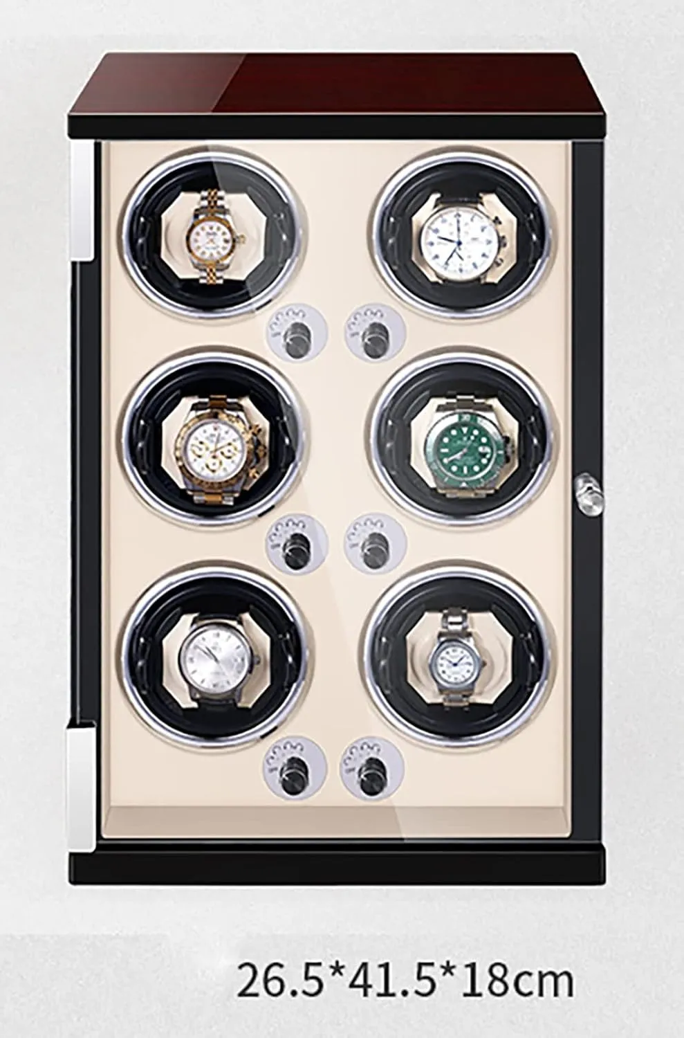 Piano Watch Winder Box With LED bubble levy percolate break duke Lights And Quiet Motor Display Case PU Leather Watch Case (B 6 0) Luxury Wooden Watch Storage Case Wood Shell 