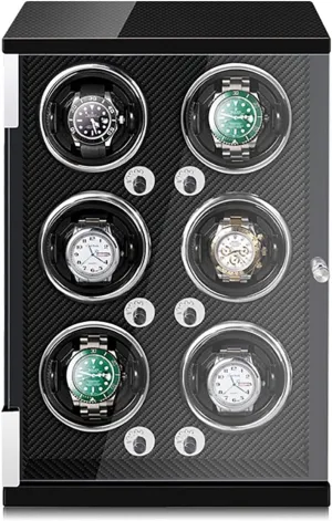Piano Watch Winder Box With LED bubble levy percolate break duke Lights And Quiet Motor Display Case PU Leather Watch Case (B 6 0) Luxury Wooden Watch Storage Case Wood Shell 