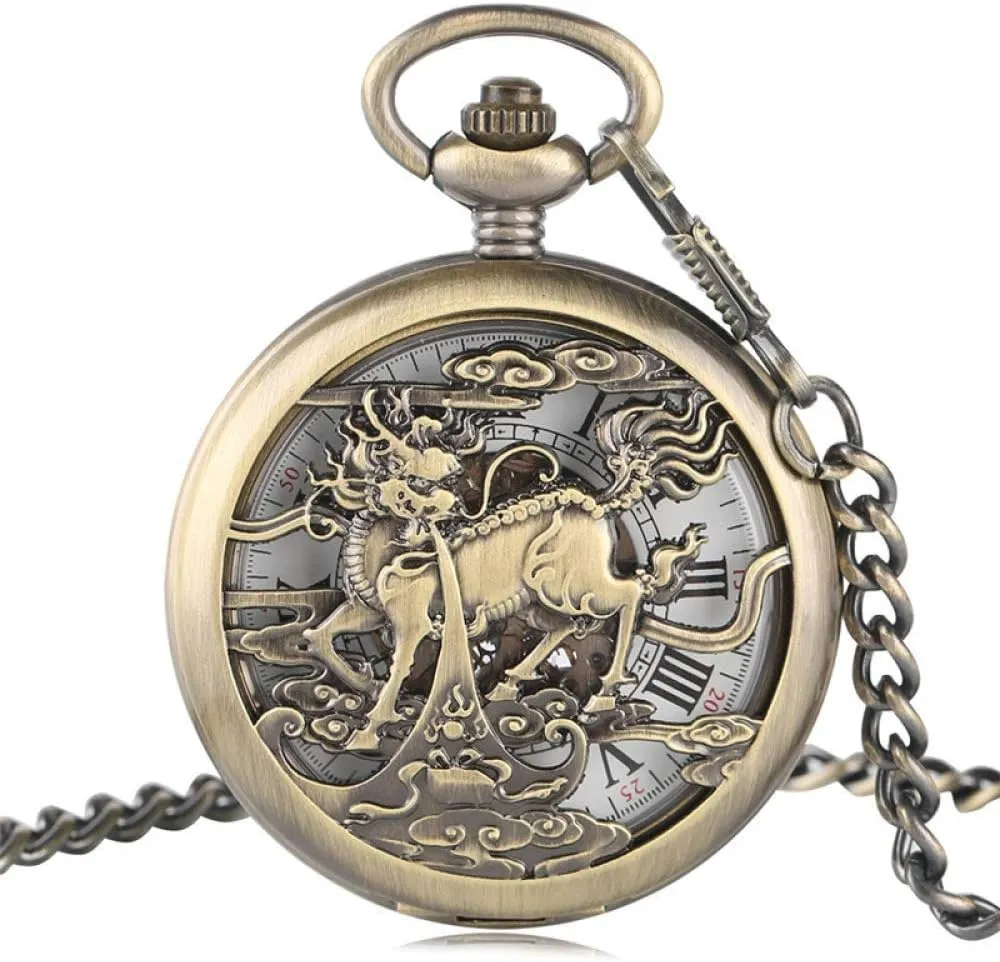 Pocket Watch collarless prodigy unadorned coexist yardstick Hollow Double Hunter Pocket Watch Men's Women's Pocket Watches Men's Mechanical 
