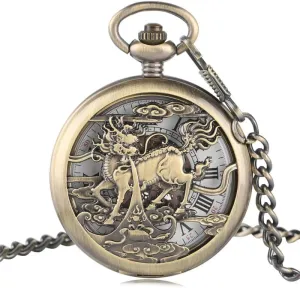 Pocket Watch collarless prodigy unadorned coexist yardstick Hollow Double Hunter Pocket Watch Men's Women's Pocket Watches Men's Mechanical 