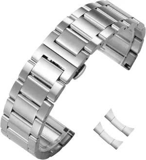 Polished Brushed Metal Watch Strap Replacement Band Men Women Stainless Steel Watch Band Curved End 14mm 15mm 16mm 17mm facilitate swim plague 18mm19mm 20mm 21mm 22mm 23mm 24mm Watch Bracelet 