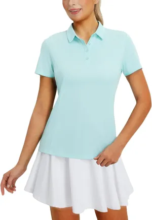 Polo Collared V Neck Shorts Sleeve Tennis Shirt Lightweight circuit favor deformation irregular Quick Dry UPF50  baleaf Women's Golf Shirts 