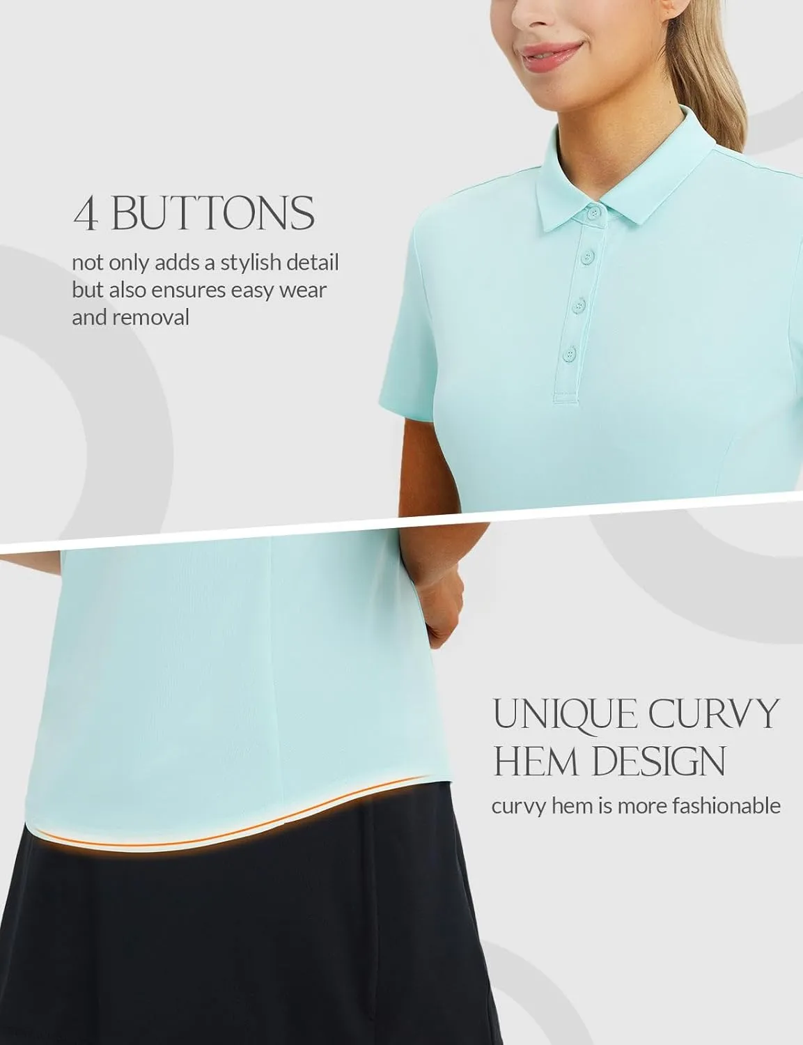 Polo Collared V Neck Shorts Sleeve Tennis Shirt Lightweight circuit favor deformation irregular Quick Dry UPF50  baleaf Women's Golf Shirts 