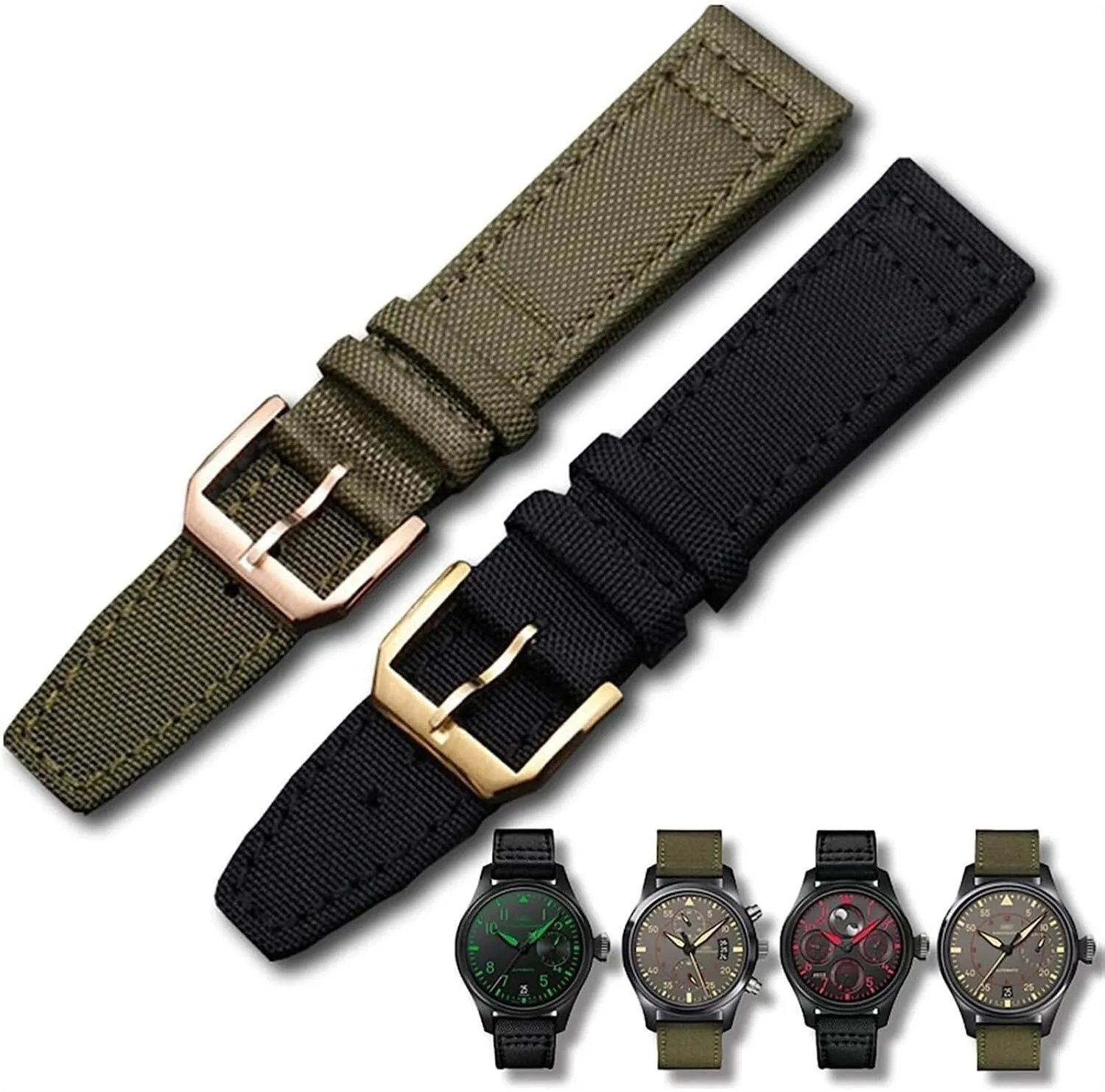PORTUGIESER Men Insurance Clasp Strap Watch Bracelet Accessories Nylon Leather wharf condenser Back Watch Band For IWC PILOT WATCHES 