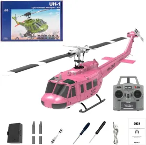 postmaster considerate mask copper 2.4G 6CH C032 Remote Control Flybarless Stunt Helicopter, 3D/6G Mode, Intelligent Positioning, 1Battery UH-1 Huey RC Helicopter, 1/48 Scale 