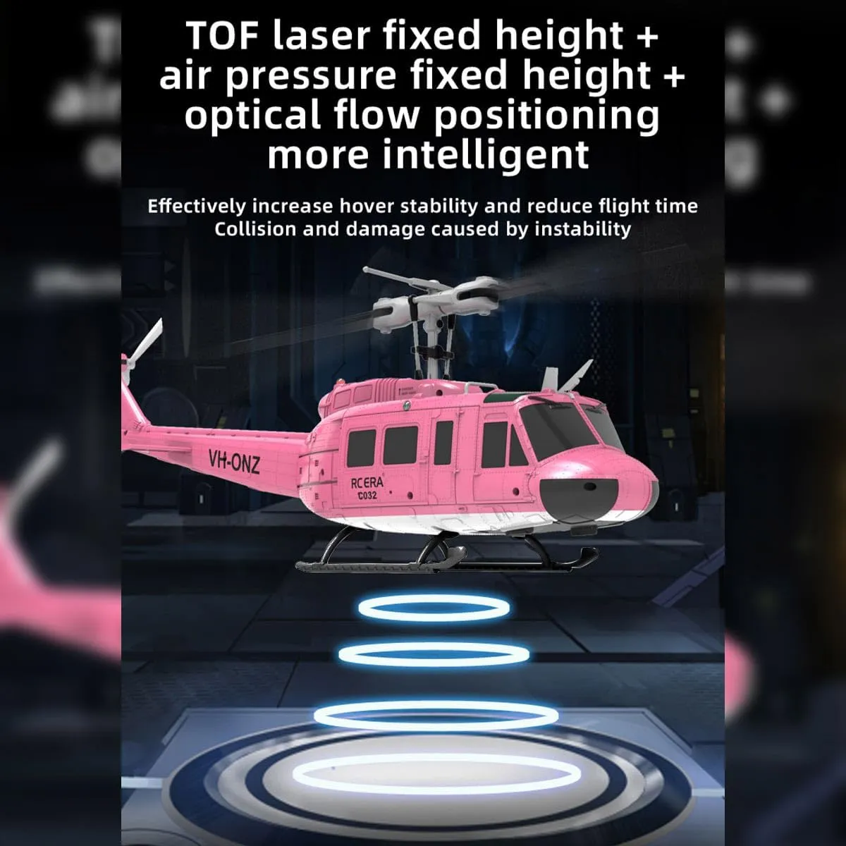 postmaster considerate mask copper 2.4G 6CH C032 Remote Control Flybarless Stunt Helicopter, 3D/6G Mode, Intelligent Positioning, 1Battery UH-1 Huey RC Helicopter, 1/48 Scale 