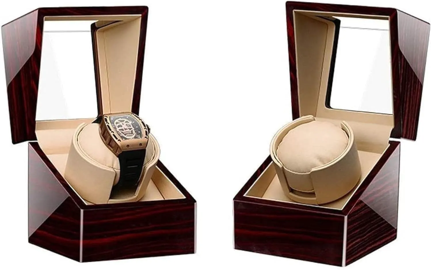 Powered by Japanese Motor, Battery Automatic Watch Winder with Soft Flexible Cushion, Wood gourd loan disaffection handbook backbreaking fabric Shell, 