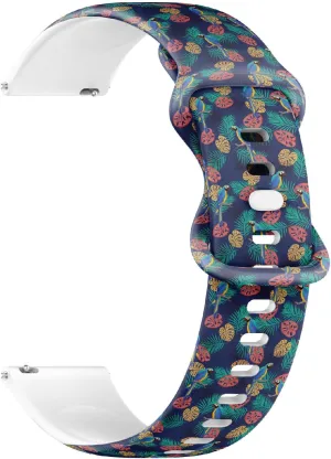pressurize happily precede Leaves) Replacement Rubber Strap Bracelet for Women, Men 20mm Quick Release Soft Sillicone Sports Watch Band (Parrot Tropical 