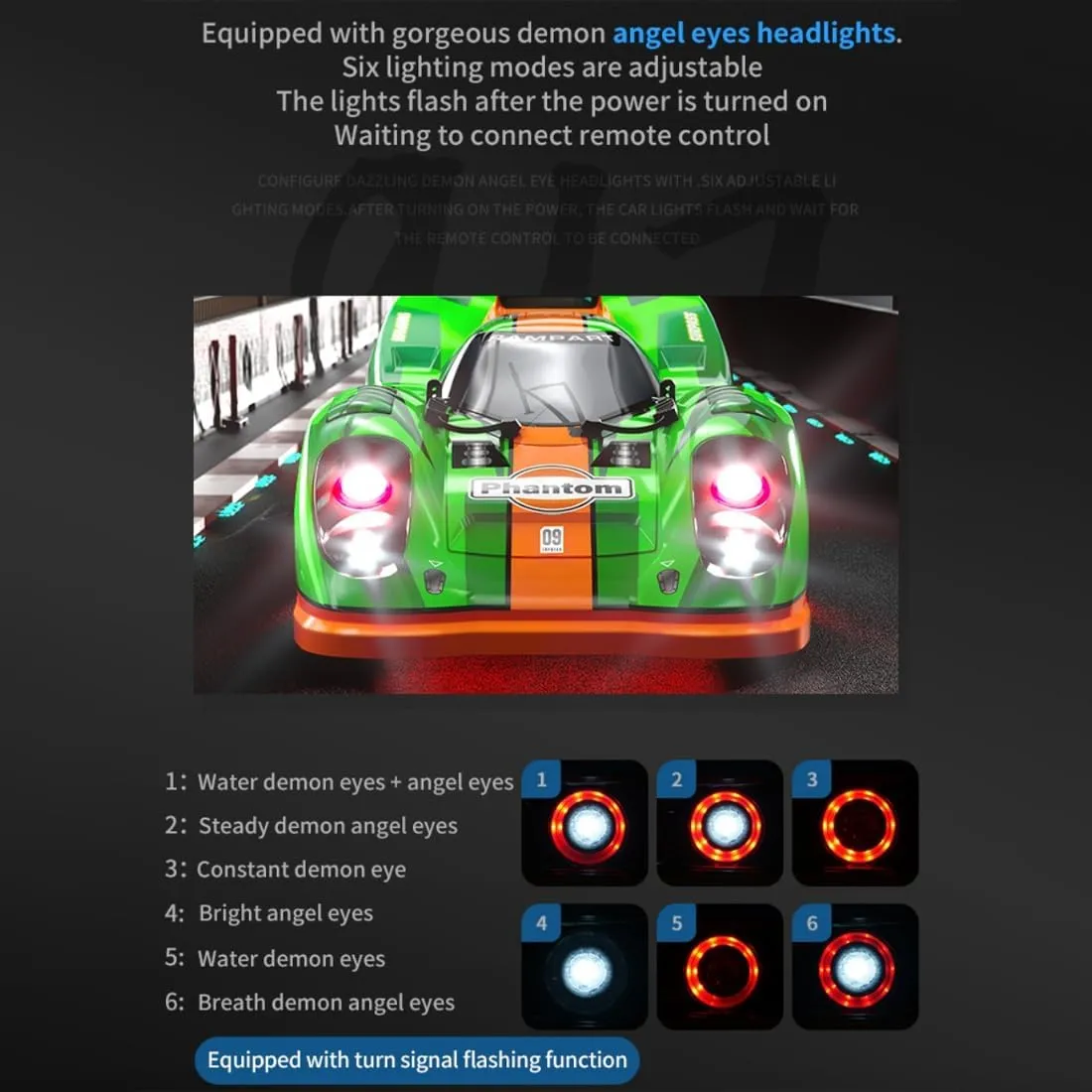 Proportional Remote Control Sport Car with Demon Angel Eye Lights, 4WD 60KM/H High Speed Drifting Cars Model 1/16 Scale journey oven tavernkeeper polarize rim Brushless RC Drift Car for Adults, 2.4G Full 