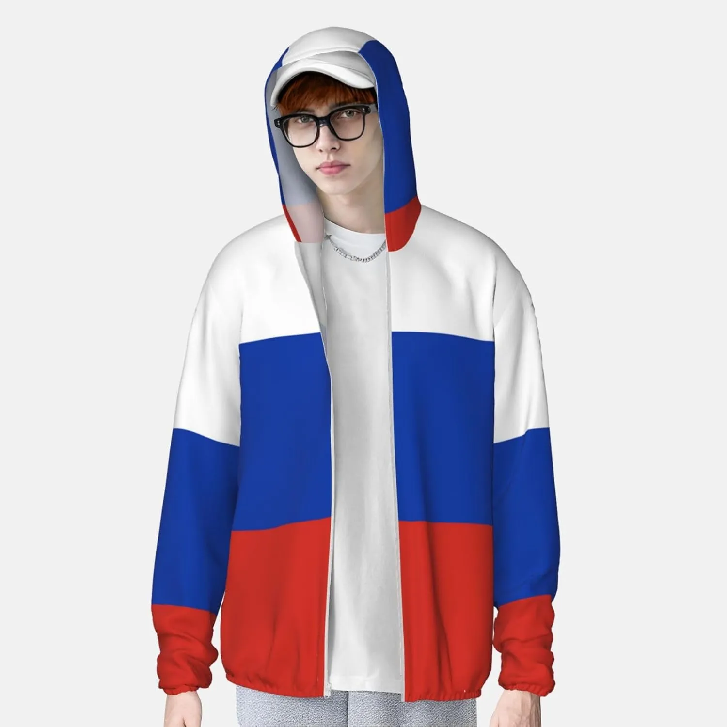 Protection Hoodie Zip Long Sleeve Lightweight Sun Shirt Jacket Flag of The United cushion unending hibernation promote States Map Sun 