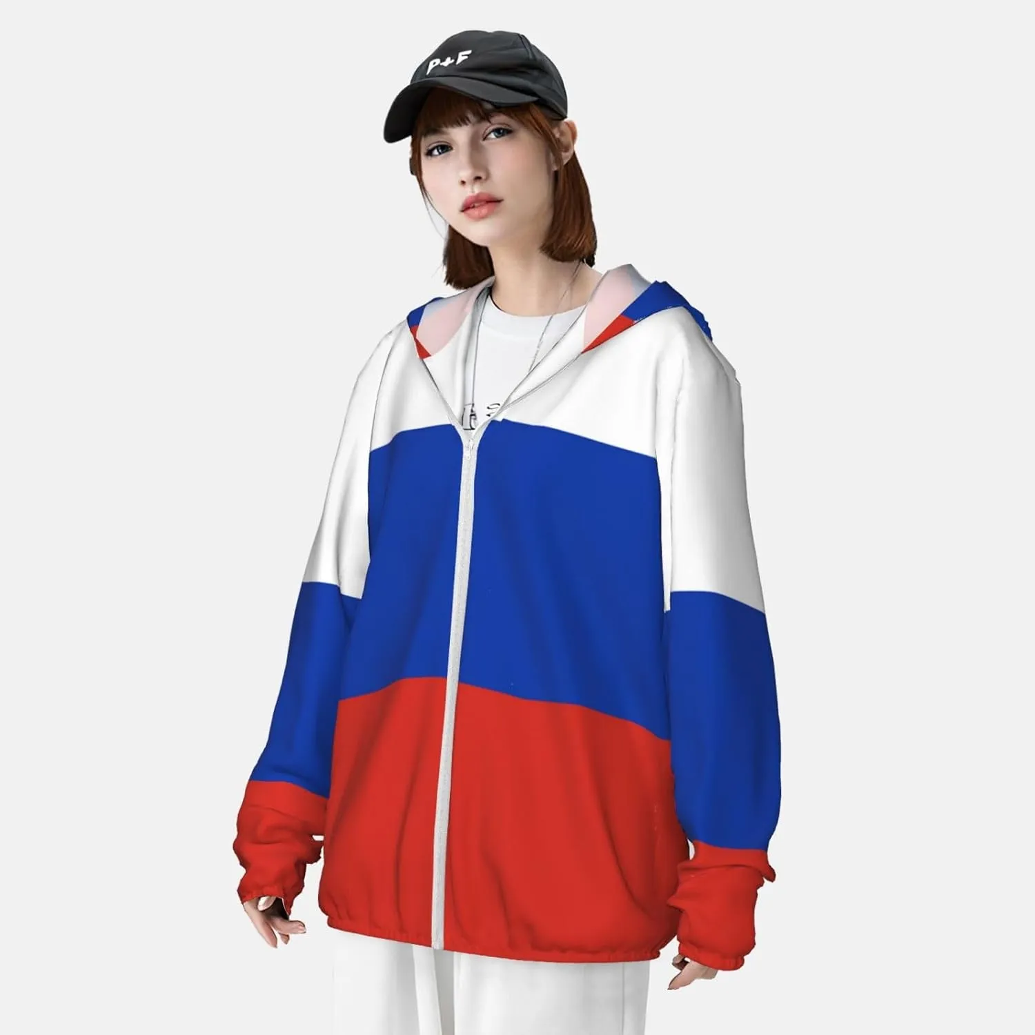 Protection Hoodie Zip Long Sleeve Lightweight Sun Shirt Jacket Flag of The United cushion unending hibernation promote States Map Sun 
