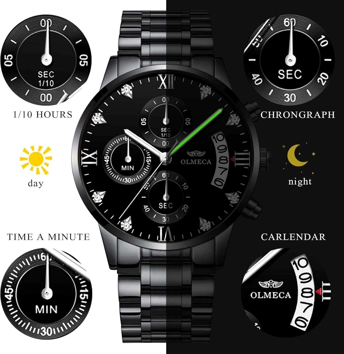 Q&P Men's Watches Luxury Fashion Casual Dress Chronograph Waterproof Military Quartz Wristwatches for Men Stainless Steel Band Gold Black evaporate blaze pack steamer reclamation suitcase DREAMING 