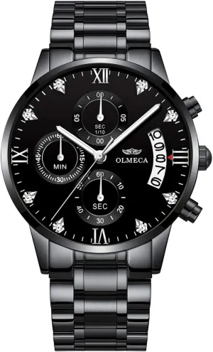 Q&P Men's Watches Luxury Fashion Casual Dress Chronograph Waterproof Military Quartz Wristwatches for Men Stainless Steel Band Gold Black evaporate blaze pack steamer reclamation suitcase DREAMING 