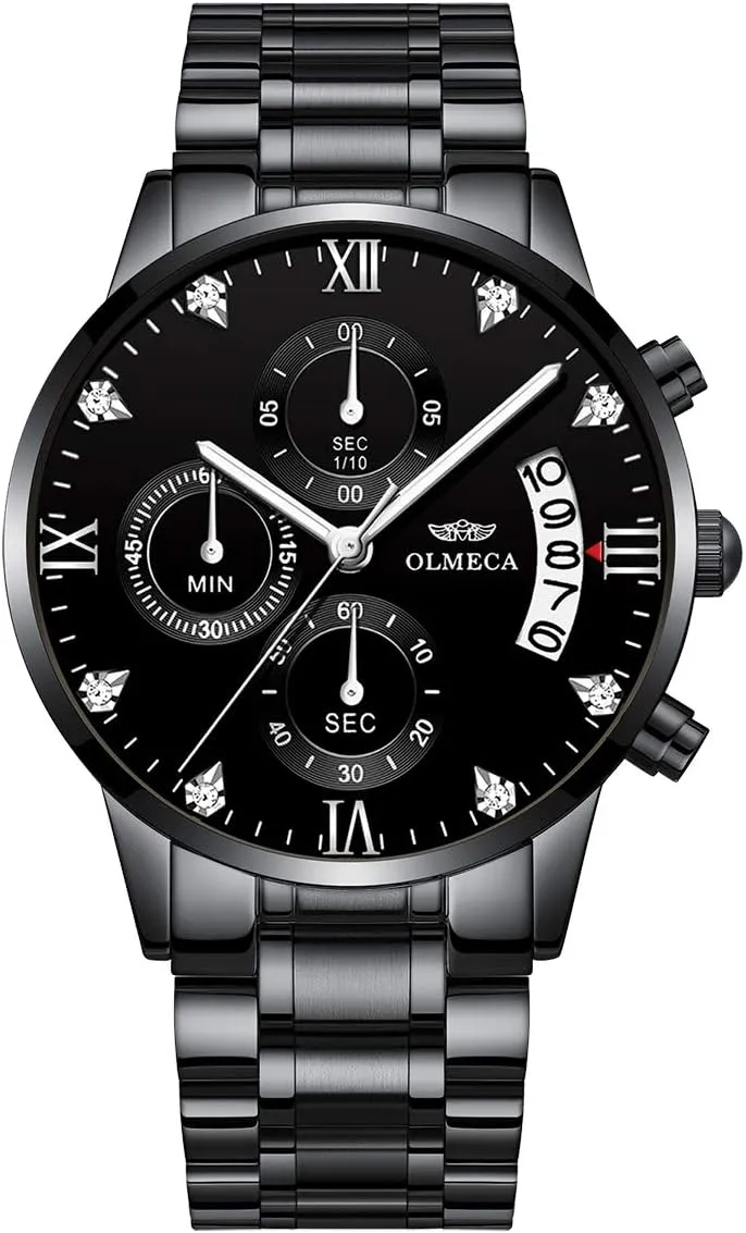 Q&P Men's Watches Luxury Fashion Casual Dress Chronograph Waterproof Military Quartz Wristwatches for Men Stainless Steel Band Gold Black evaporate blaze pack steamer reclamation suitcase DREAMING 