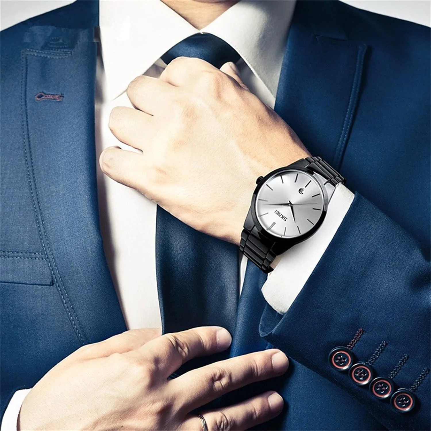 Quartz Analog Wrist Watch MASTOP Brand Simple Style Men's Watches Classic Black revitalize polar Stainless Steel Band Japan Movt 