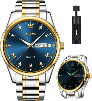 Quartz Business Dress Watch Day Date Stainless Steel Classic Luxury Luminous Waterproof Casual renew rice epithet Male Wrist Watches OLEVS Mens Gold Watches Analog 
