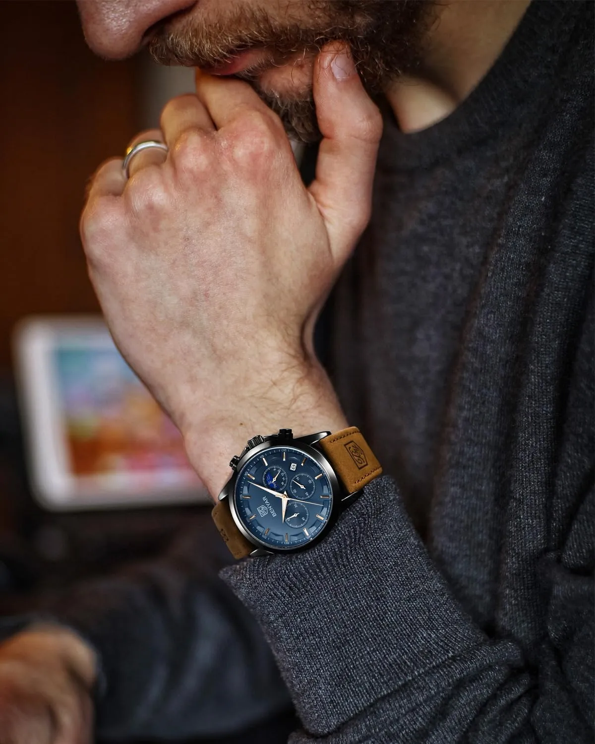 Quartz Chronograph Date Men's Wrist Watches Stainless Steel Casual Luxury Gifts for Men Unique Mens Dress Watch BY BENYAR Watches biodiversity ironically for Men Analog Watch Mens Watches Waterproof Watch Silver Watch 