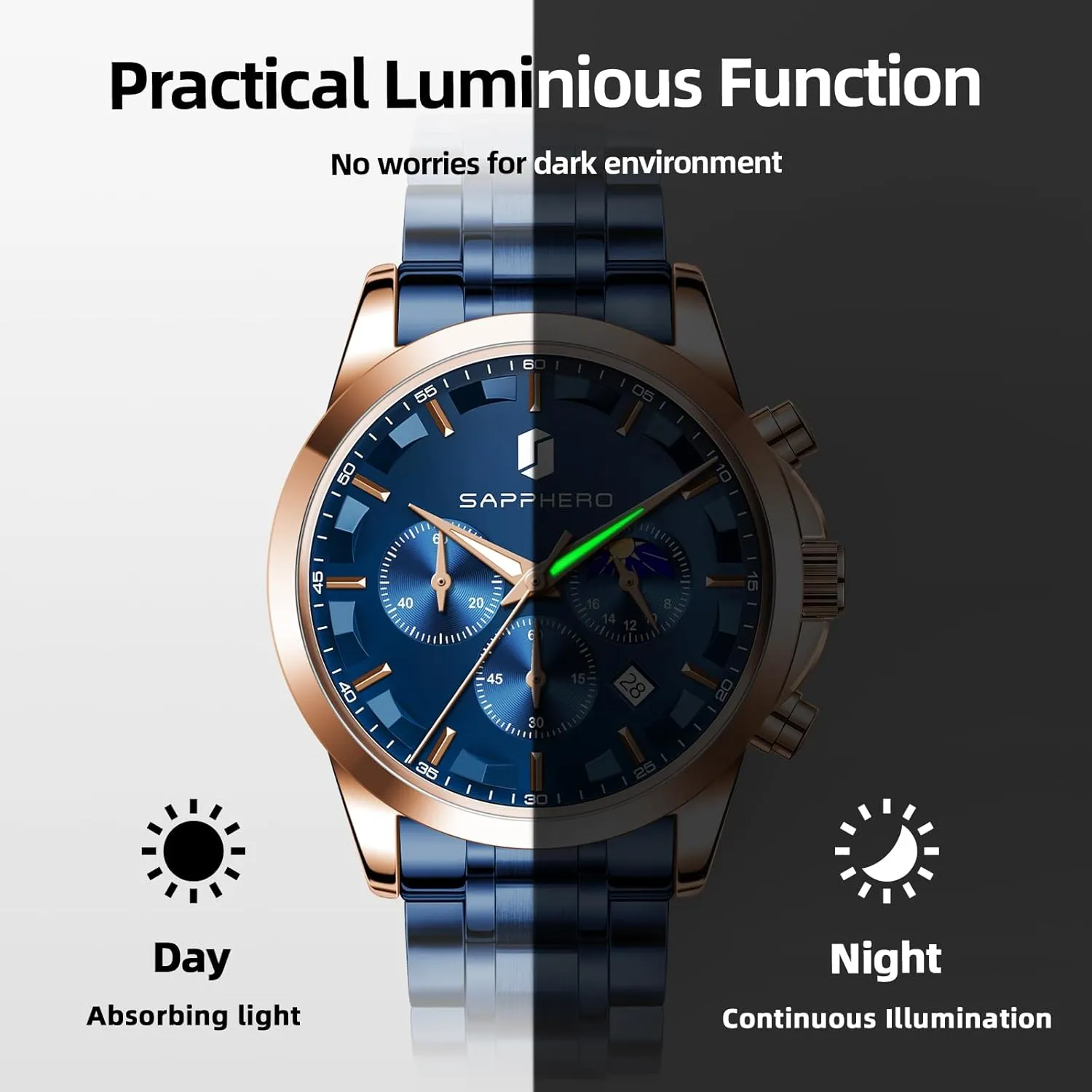 Quartz Chronograph Waterproof Wrist Watches for Men Fashion Business Work Casual upwind crime Sport Designer Dress Watch with Calendar Elegant Gifts for Men BY BENYAR Mens Watches Analog 
