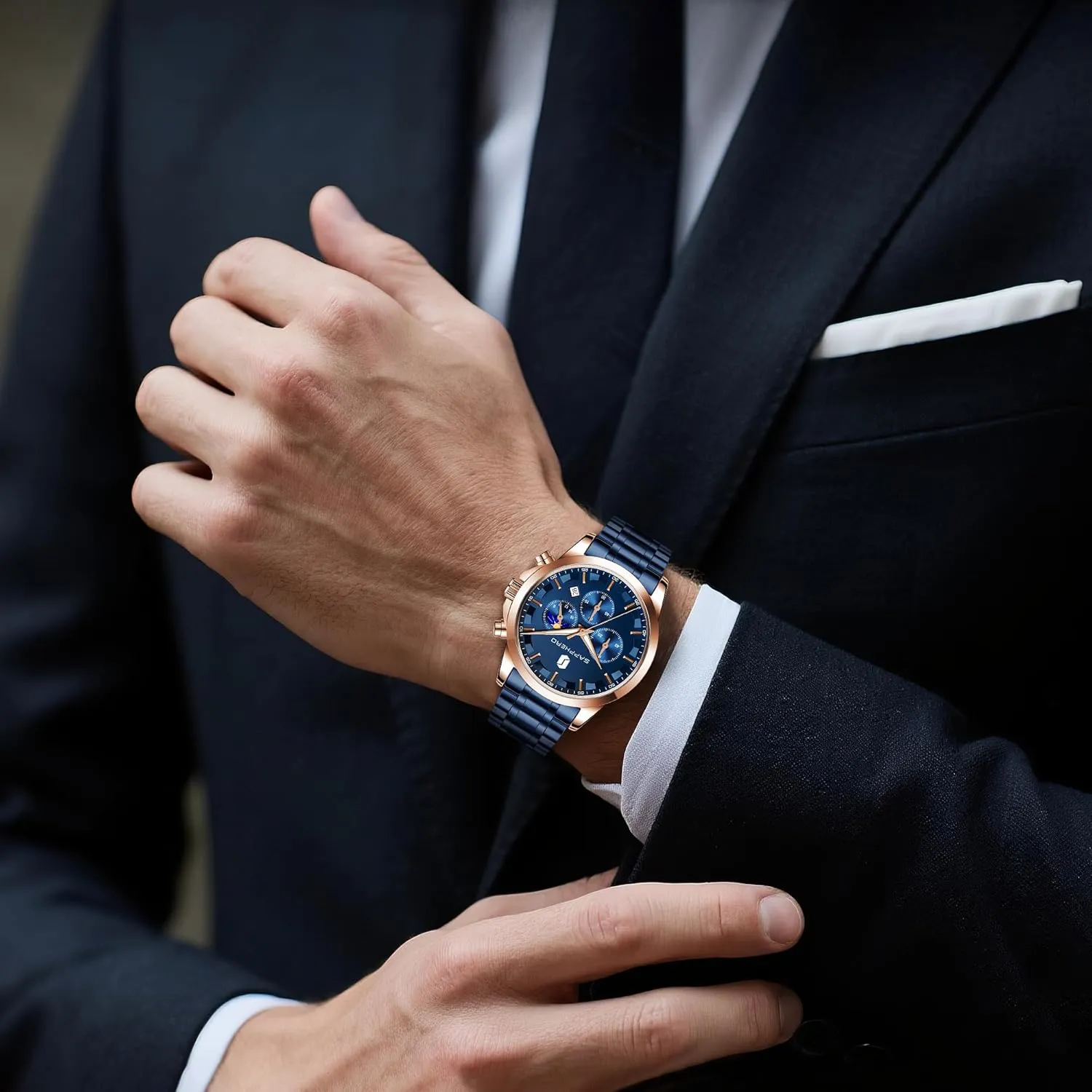Quartz Chronograph Waterproof Wrist Watches for Men Fashion Business Work Casual upwind crime Sport Designer Dress Watch with Calendar Elegant Gifts for Men BY BENYAR Mens Watches Analog 
