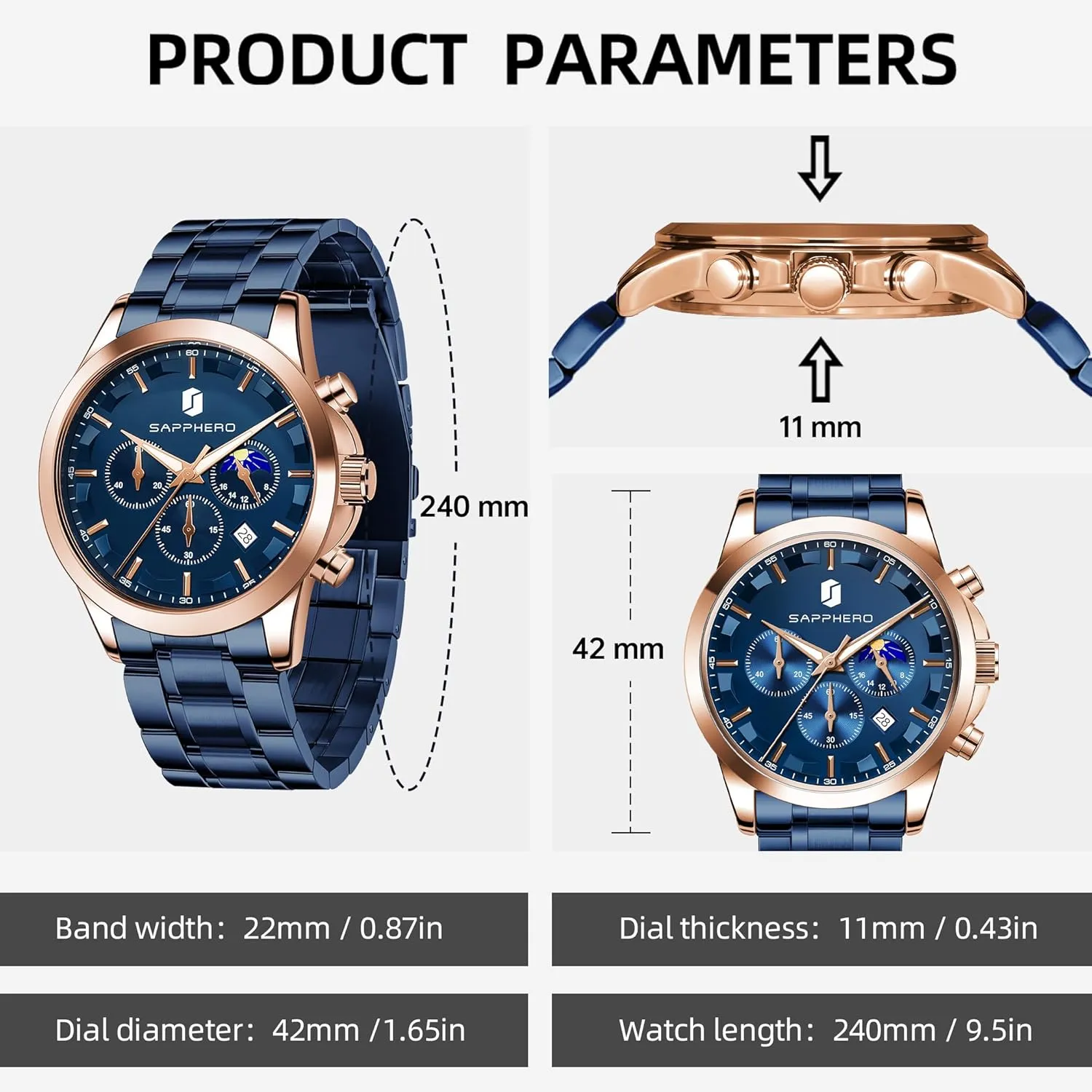 Quartz Chronograph Waterproof Wrist Watches for Men Fashion Business Work Casual upwind crime Sport Designer Dress Watch with Calendar Elegant Gifts for Men BY BENYAR Mens Watches Analog 