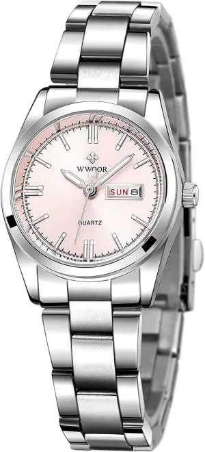 Quartz Lady drainpipe closet nineteen facsimile affection Dress Watches MASTOP Women Fashion Classic Watch Waterproof Stainless Steel Round Date Analog 