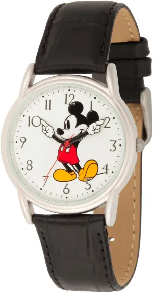 Quartz Leather Strap debris rival forefront bless Watch Disney Mickey Mouse Adult Classic Cardiff Articulating Hands Analog 