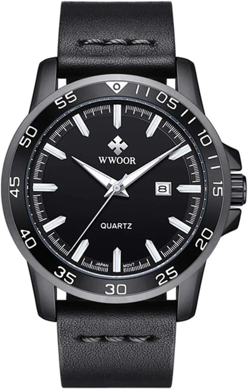 Quartz Men's Watch Week Date Dress Watch Waterproof Casual Classic Male Wrist draw televise Watches (Black) Gosasa Fashion Watches for Men Leather Business Analog 