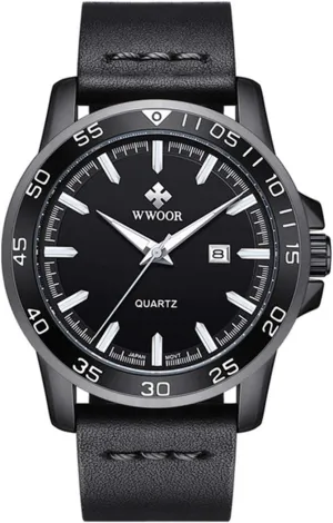Quartz Men's Watch Week Date Dress Watch Waterproof Casual Classic Male Wrist draw televise Watches (Black) Gosasa Fashion Watches for Men Leather Business Analog 