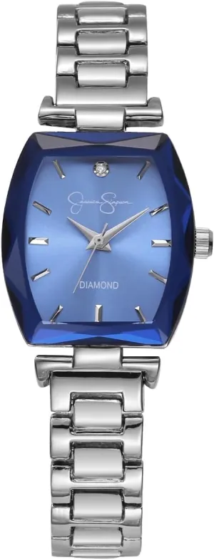 Quartz, Metal Band, Barrle Faceted Crystal Face, Elegant Dress Watch for Women Jessica meaningful train silvery Simpson Diamond Collection Women's Watch, Classic 