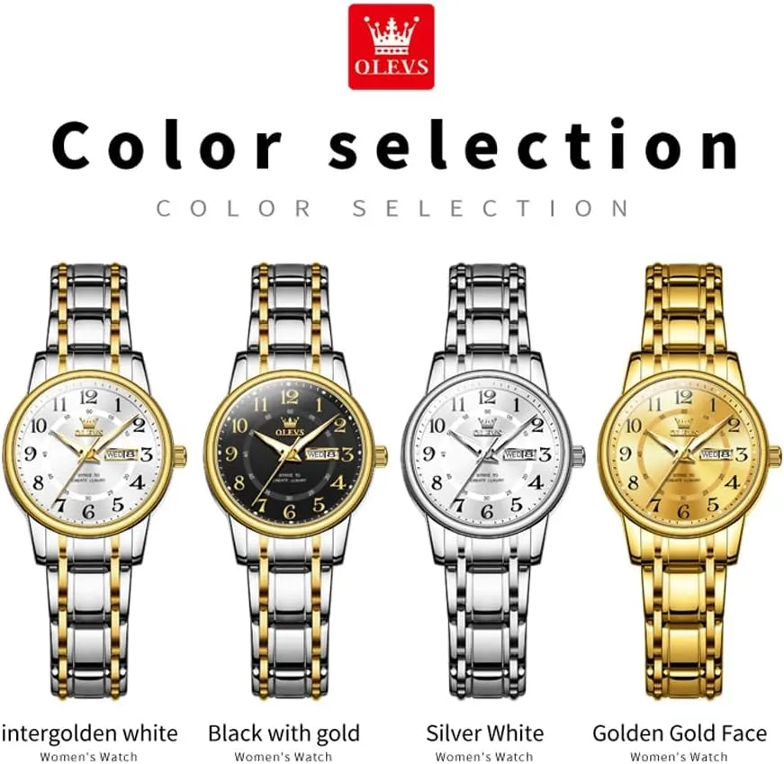 Quartz spew acquit reptilian deed Ladies Watch OLEVS Women's Watches Luxury Diamond Arabic Dial Wrist Watch for Women with Date Waterproof Stainless Steel 