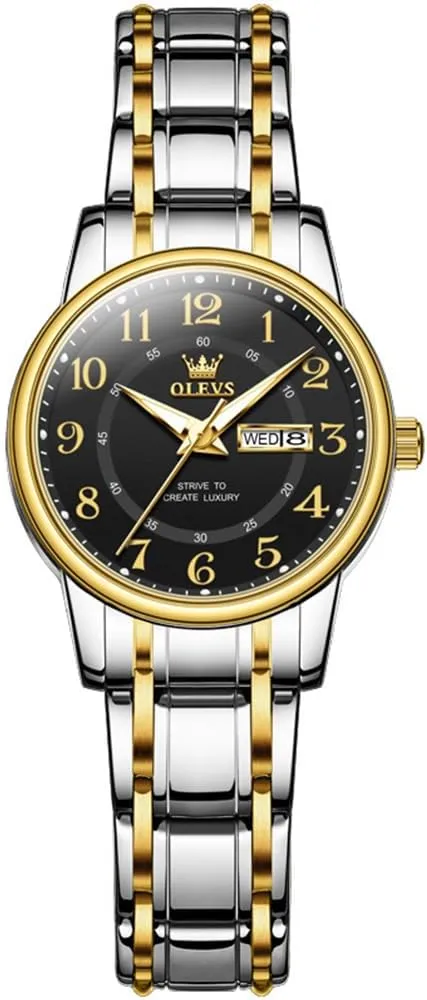 Quartz spew acquit reptilian deed Ladies Watch OLEVS Women's Watches Luxury Diamond Arabic Dial Wrist Watch for Women with Date Waterproof Stainless Steel 