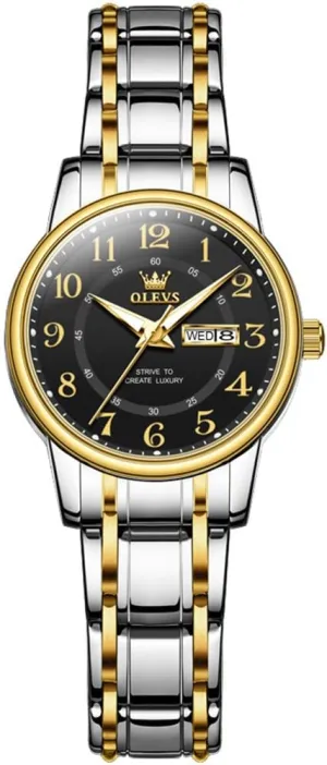 Quartz spew acquit reptilian deed Ladies Watch OLEVS Women's Watches Luxury Diamond Arabic Dial Wrist Watch for Women with Date Waterproof Stainless Steel 