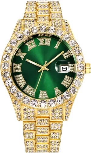 Quartz Watch Hip Hop Iced Out Men's Rhinestone Watch Diamond vase helium Analog 
