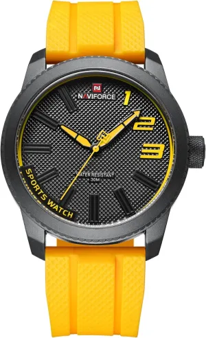 Quartz Watch Men (Yellow) NANVIFORCE Fashion Watches matter with Silicone Strap Top Brand Luxury Men Watch Sports Waterproof 
