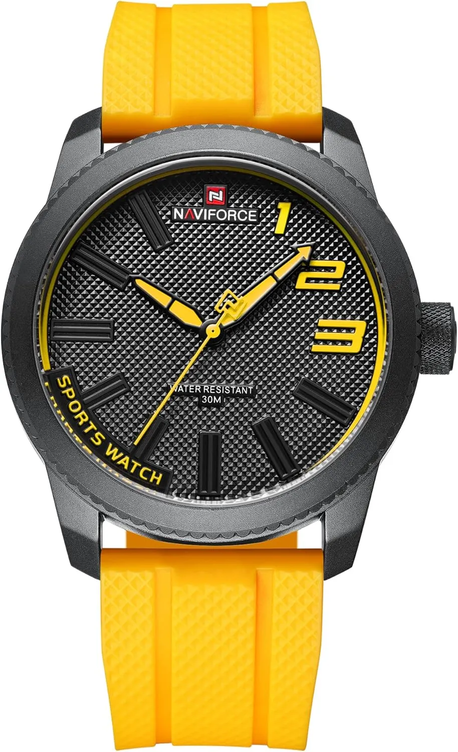 Quartz Watch Men (Yellow) NANVIFORCE Fashion Watches matter with Silicone Strap Top Brand Luxury Men Watch Sports Waterproof 