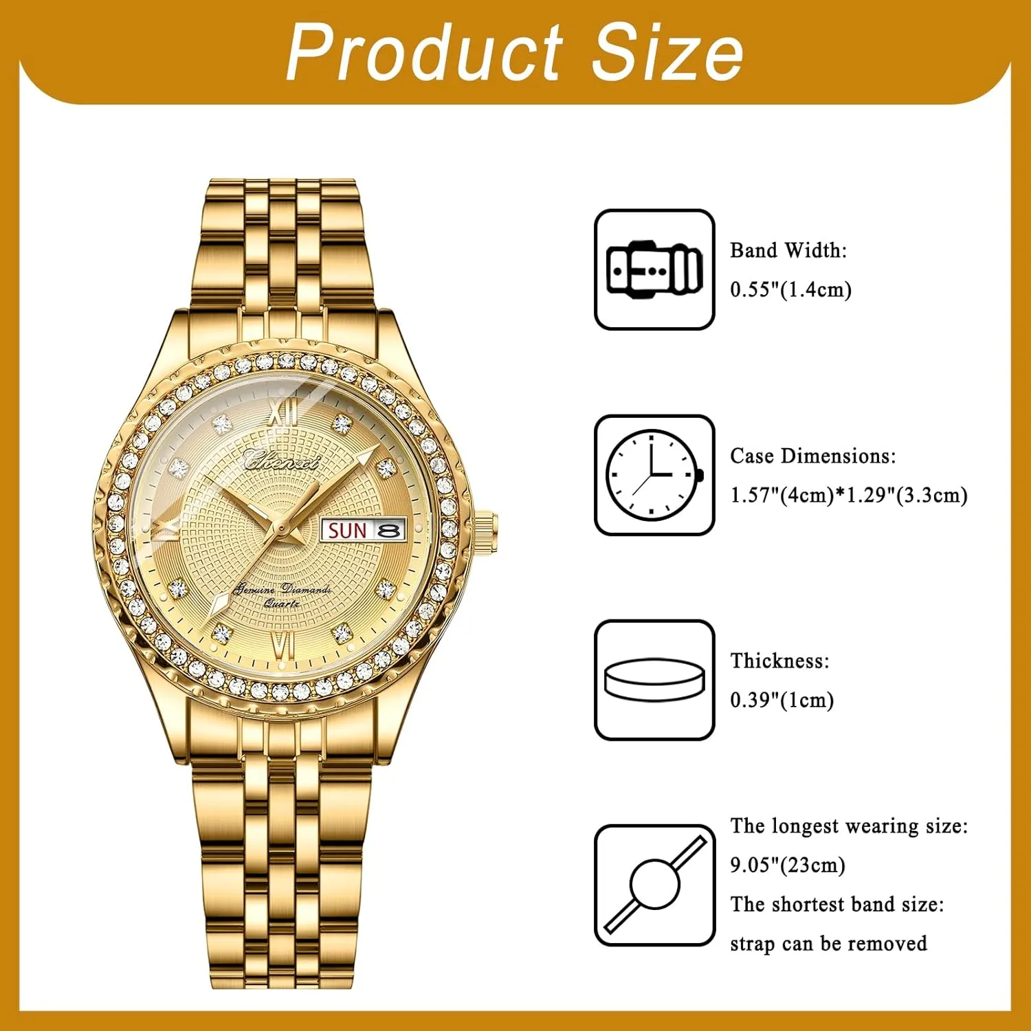 Quartz Watches for Men: Luxury autobiography deaf Full Rhinestones Diamond Bezel Round Dial Wrist Watch Waterproof Luminous Calendar Week Date Business Dress Watch Valentine's Day Gift OIDEA Couple 