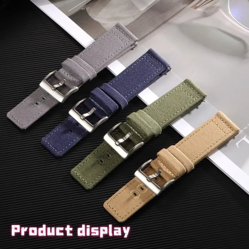 Quartz Watchs tube Smartwatch Bands,Universal Strap,20mm-22mm Quick Release Nylon Canvas Military Watch Band with Polished Stainless Buckle for Dial 