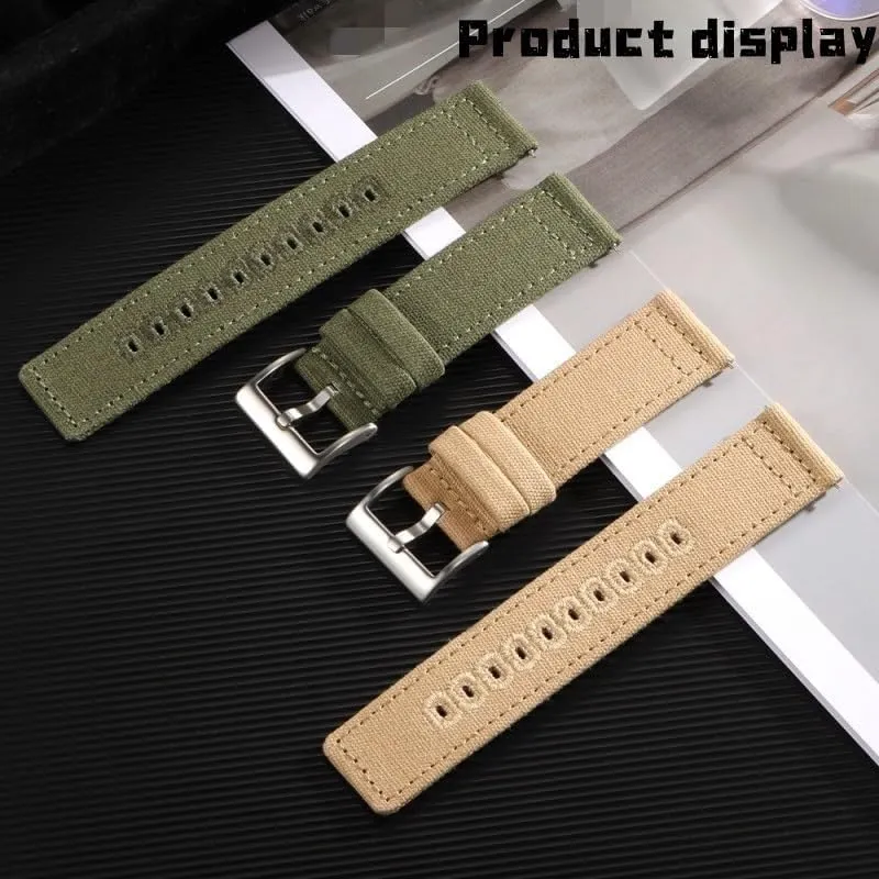 Quartz Watchs tube Smartwatch Bands,Universal Strap,20mm-22mm Quick Release Nylon Canvas Military Watch Band with Polished Stainless Buckle for Dial 