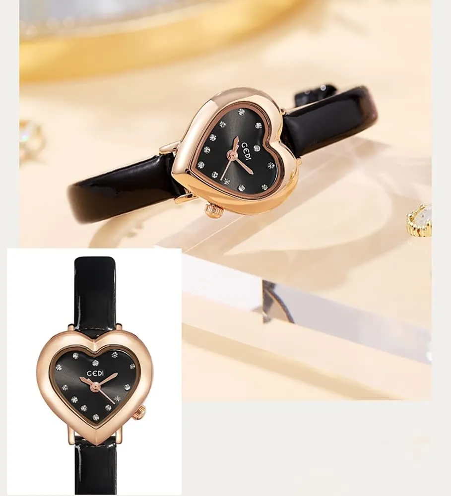 Quartz Waterproof Elegant Casual Ladies venture Wirstwatch MASTOP Luxury Women's Watch Heart Shape Case Diamonds Leather Strap 