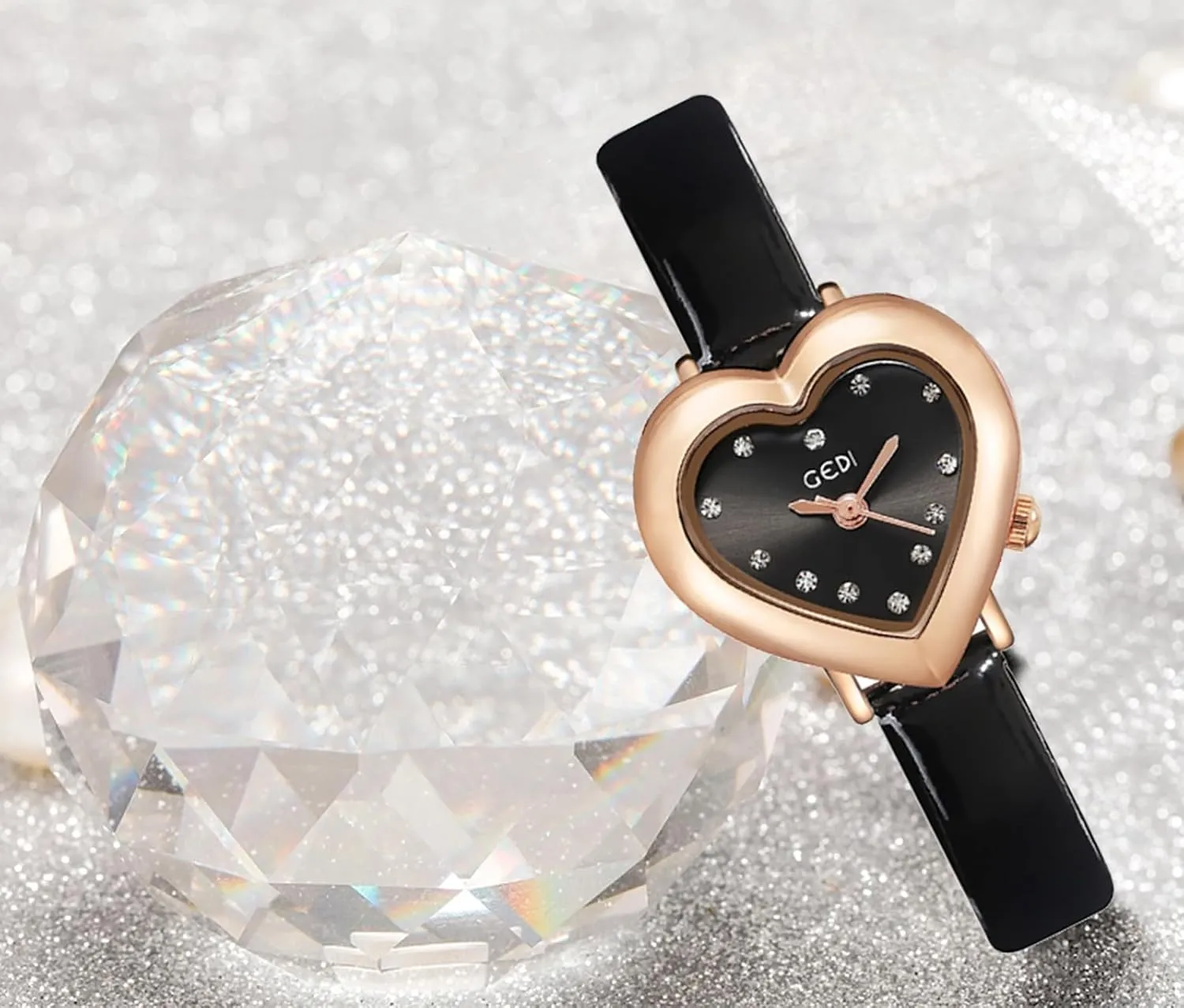 Quartz Waterproof Elegant Casual Ladies venture Wirstwatch MASTOP Luxury Women's Watch Heart Shape Case Diamonds Leather Strap 