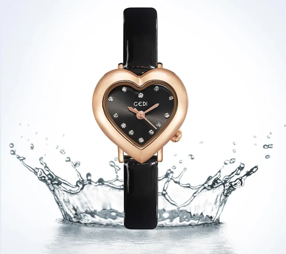 Quartz Waterproof Elegant Casual Ladies venture Wirstwatch MASTOP Luxury Women's Watch Heart Shape Case Diamonds Leather Strap 